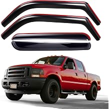 in-Channel Window Rain Guards Fit for 1999-2016 Ford F250 F350 F450 F550 Crew Cab, Window Deflectors Vent Visors for F-250 F-350 F-450 F-550 Super Duty Accessories,4 Full-Size Doors