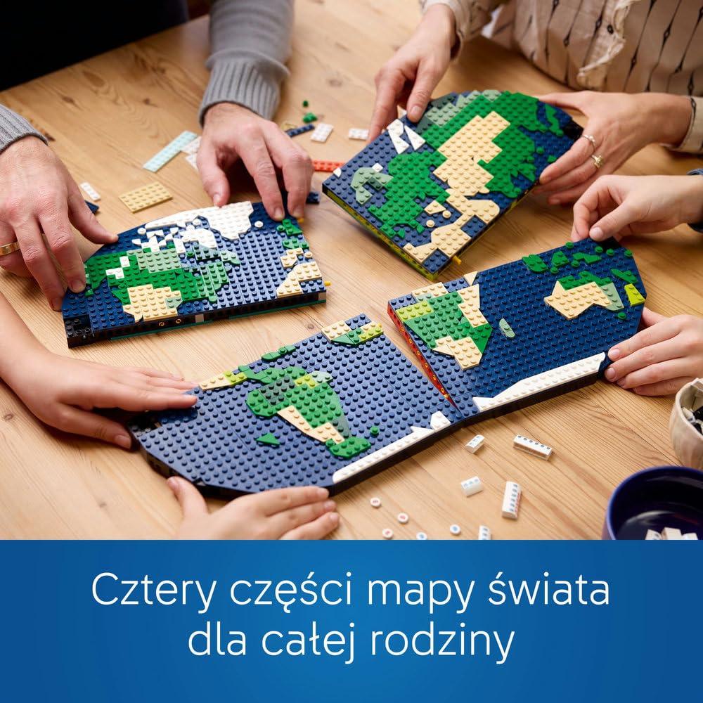 LEGO Wspomnienia z podróży, Zestaw Kreatywny dla Całej Rodziny, Mapa Świata do Zbudowania, Ciekawa Dekoracja Ścienna i Ozdoba do Salonu, Pomysł na Prezent dla Nastolatków i dla Podróżników, 41838