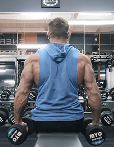 Miniatura 3 de COOFANDY Paquete de 2 camisetas sin mangas con capucha para hombre, culturismo, corte muscular, camisetas sin mangas para gimnasio