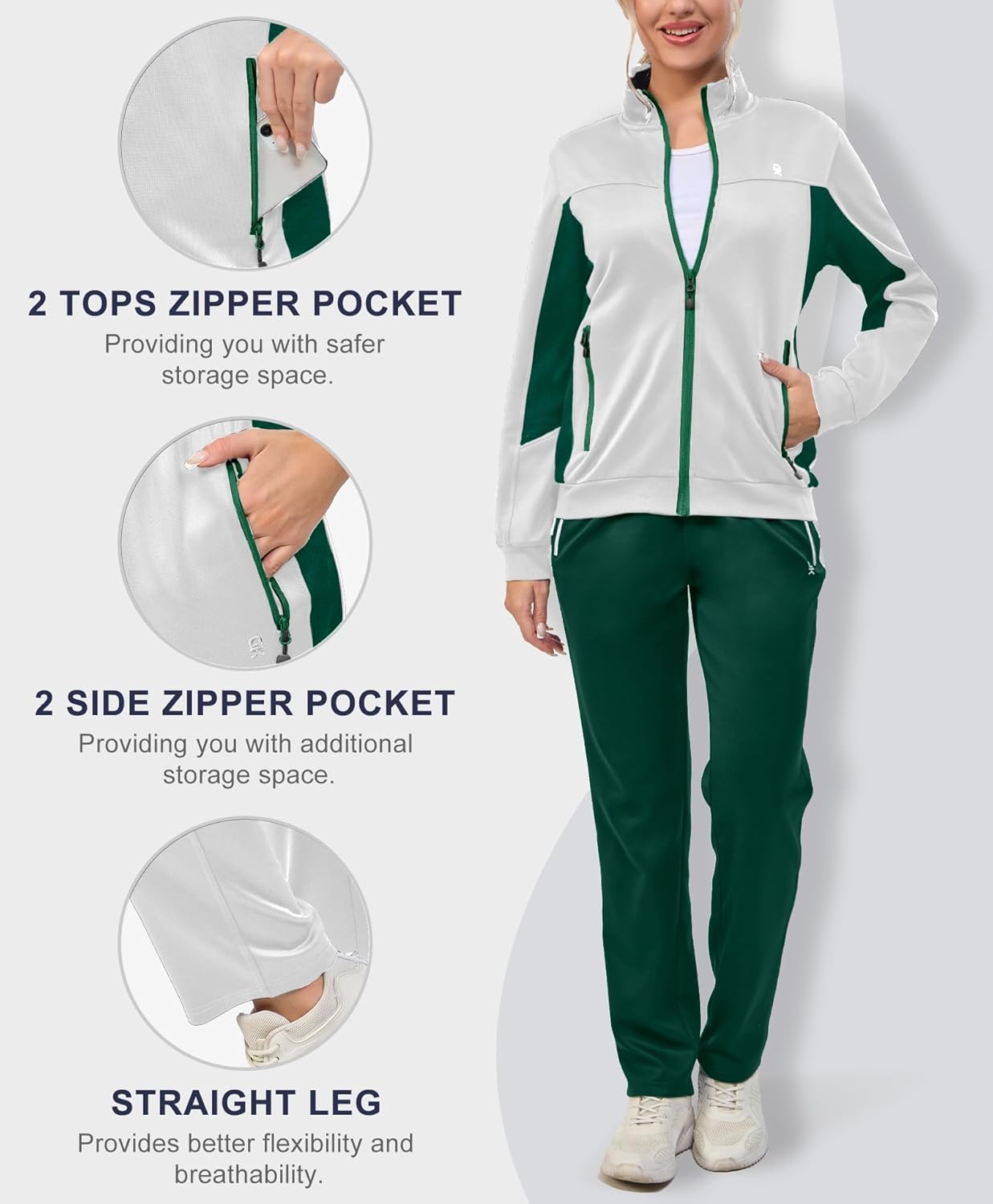 Little Donkey Andy Women's Tracksuit Set 2 Piece Sweatsuit Outfits Long Sleeve Zip Up Lounge Jogger Set with Zipper Pocket - Image 4