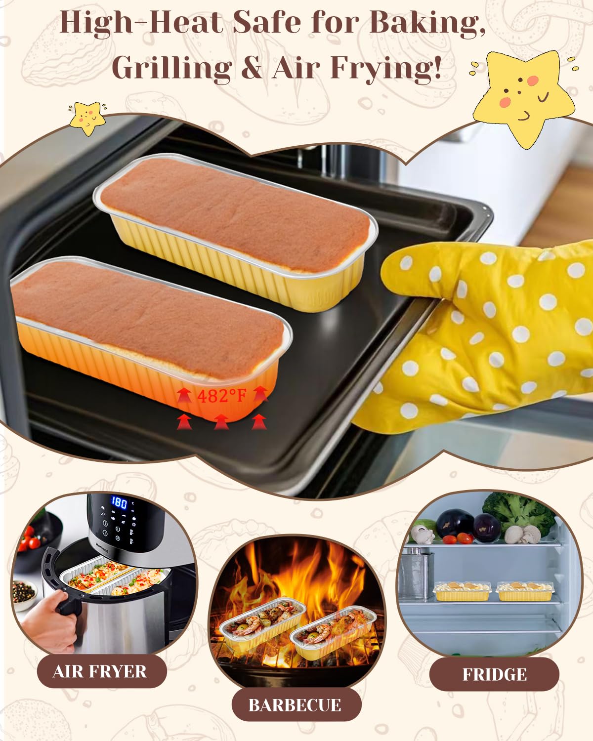 YQER Paquete de 100 mini moldes para pan con tapas y cucharas adhesivas de sellado, mini moldes para pasteles de 6.7 onzas para hornear, moldes desechables de papel de aluminio, moldes para hornear