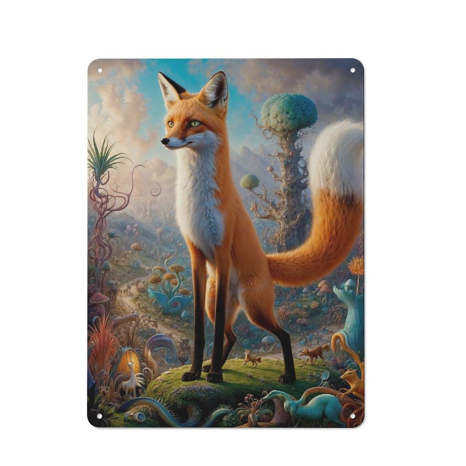 Junmoney Mystical Fox Encounters Classic Metal Sign 40X30cm Featuring Bar Wall Plaque For Diner, Restaurant, Shed Or Kitchen