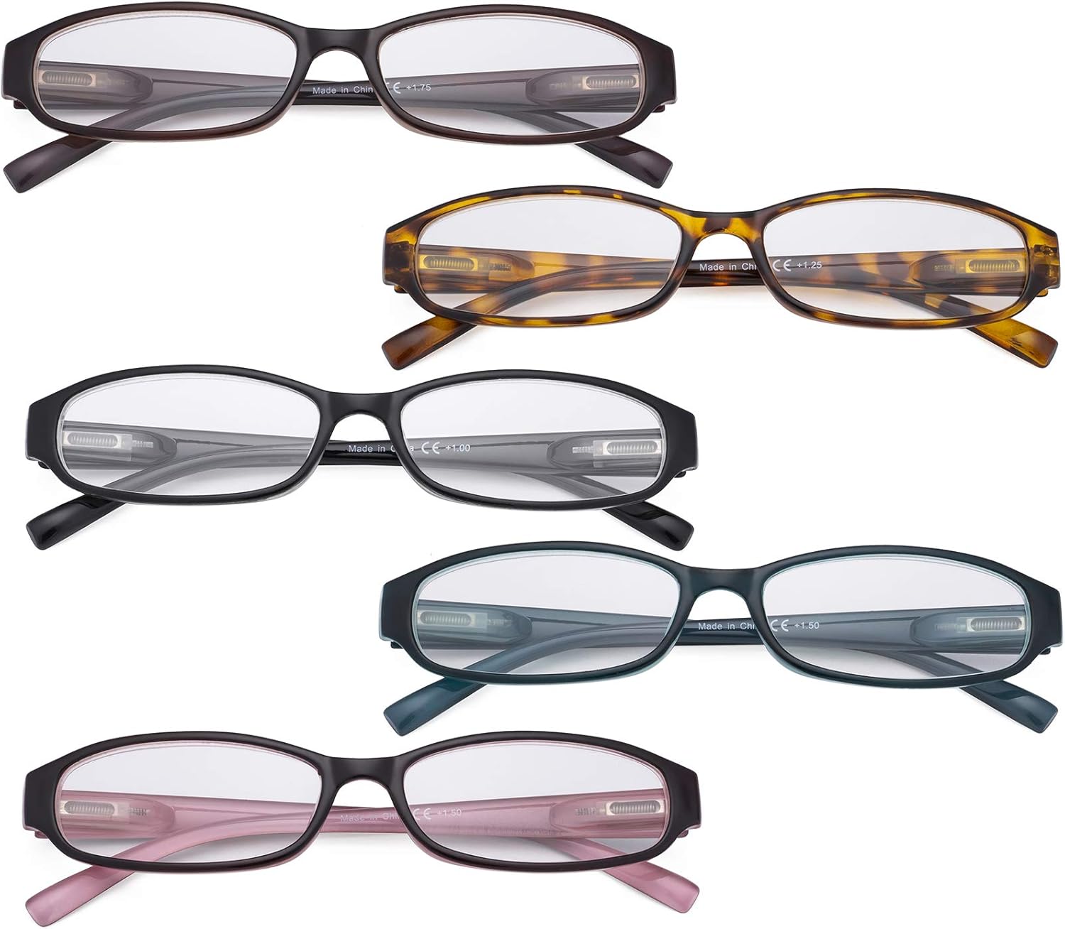 Eyekepper 5 Pack Reading Glasses - Great Value Small Readers for Women Reading +1.75
