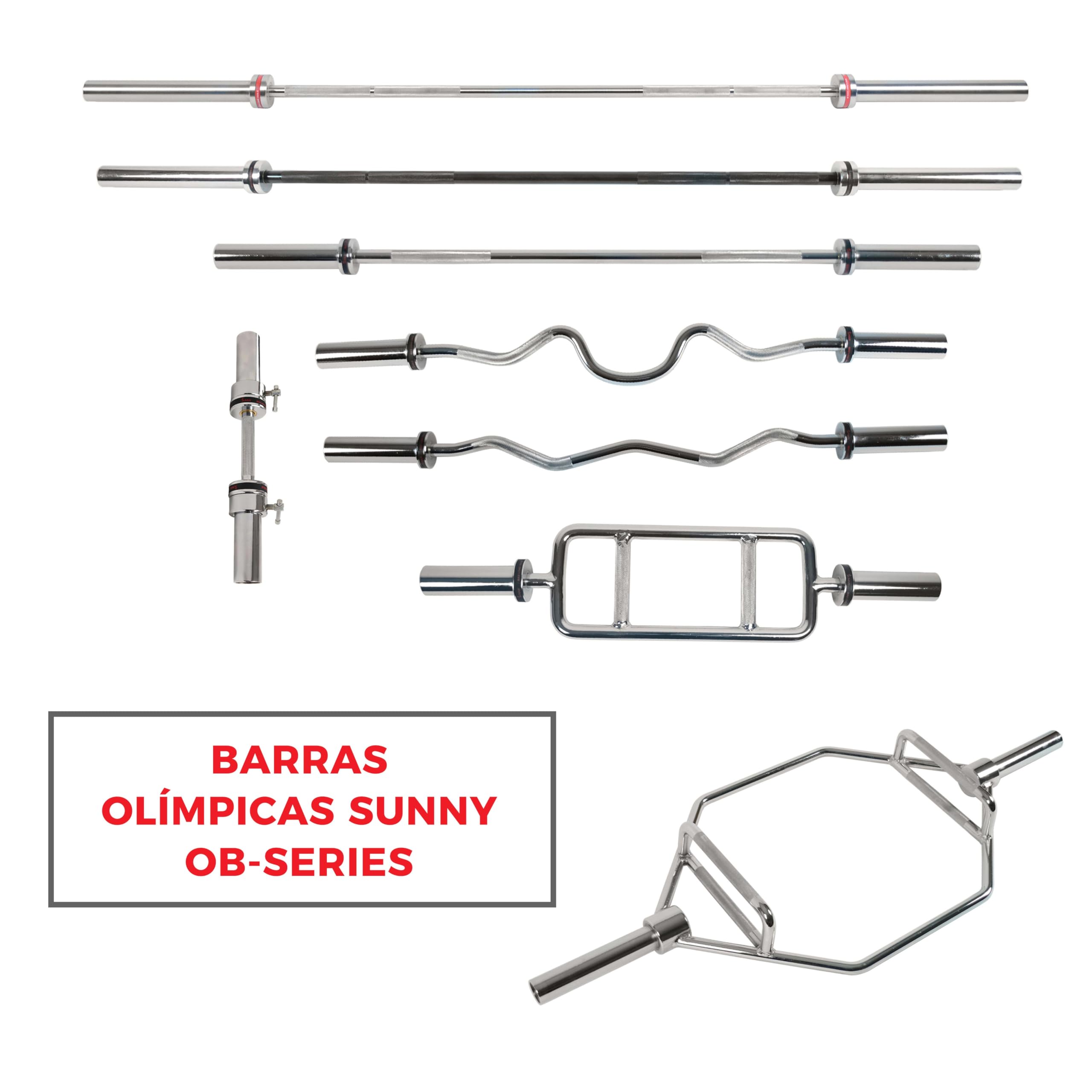 Sunny Health & Fitness OB-48 - Barra olímpica de 48 Pulgadas con Collares de Anillo