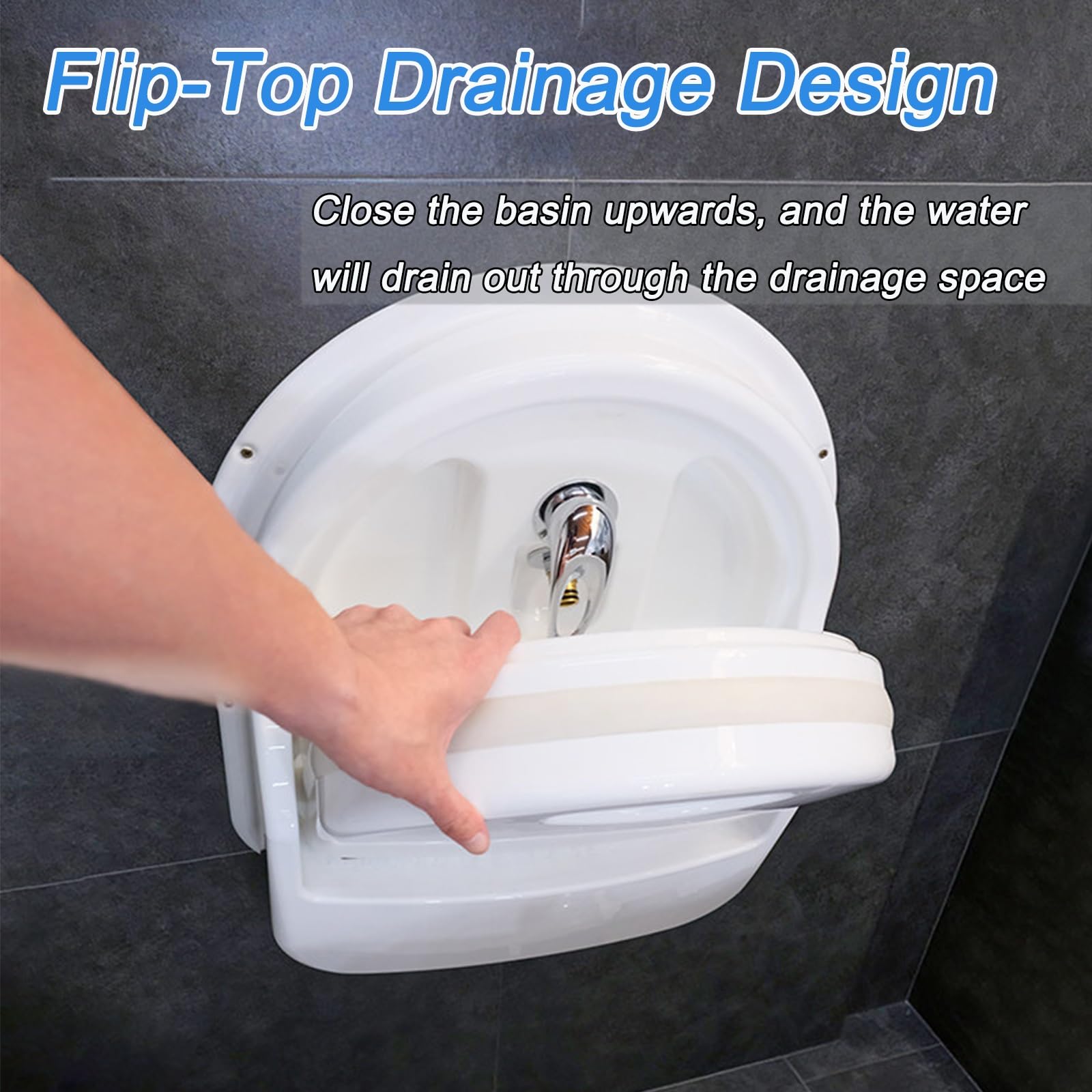 Plegable Fregadero Camper con Grifo, Fregadero Cocinade Acrílico, Incluye Desagüe, Apto para Caravanas, Autocaravanas y Caravanas(Gray)