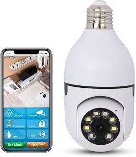 Secure Lite Cam Light Bulb Security Camera Outdoor/Indoor | Office, Garage, Home Security Wireless Camera 2.4GHz | 360° Panoramic View, Day and Night, Notifications, Two-Way Audio, Motion Tracking…