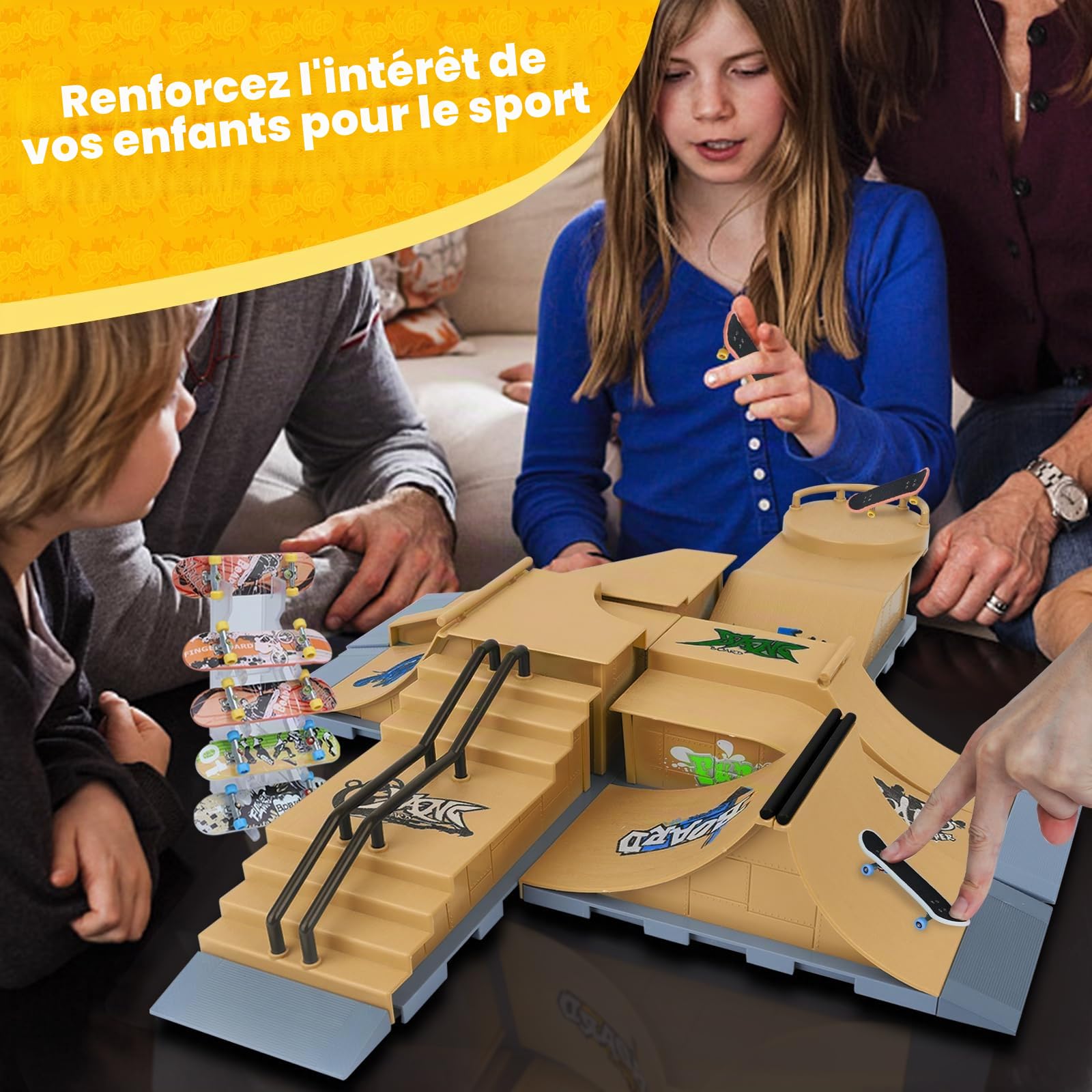Gr8ware Mini Skate à Doigts/Mini Fingerboard Ensemble de Rampes Accessoires d'entraînement Cadeau pour Enfants