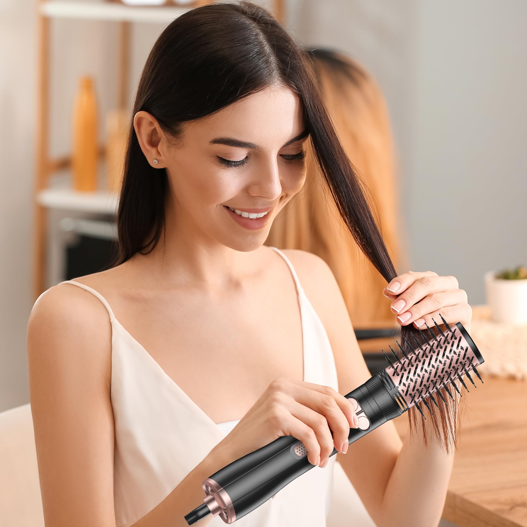 Hairstyle Airstyler 5 in 1 con spazzola rotante ad aria calda da 1000 W, spazzola per asciugacapelli, spazzola rotonda, arricciacapelli ad aria, spazzola per acconciature, styler multistyler per