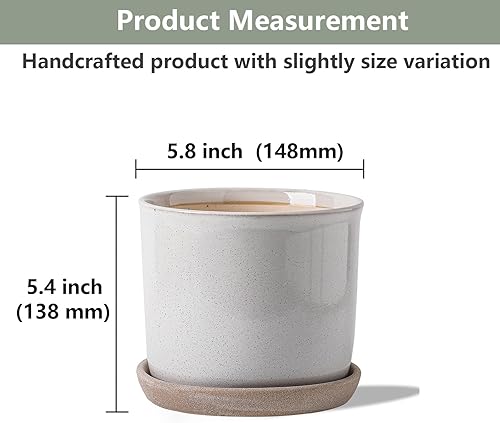 Vista 57 de Maceta de cerámica de 8 pulgadas: maceta de cerámica con orificio de drenaje y platillo para plantas de interior y exterior, maceta con bandeja