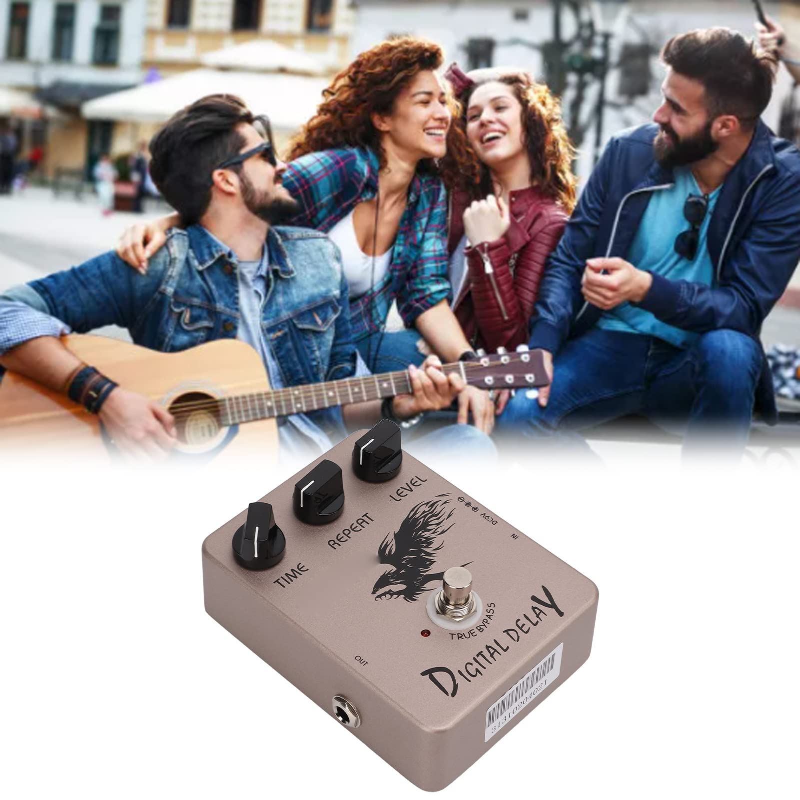 Pedali per chitarra elettrica, pedale effetto delay digitale in metallo 25ms~600ms per chitarre