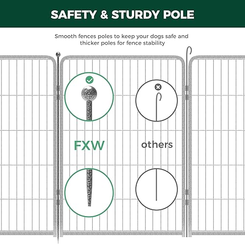 Miniatura 10 de FXW Aster - Corralito para perros diseñado para patio, 24 pulgadas de altura para cachorrosperros pequeños, 8 paneles