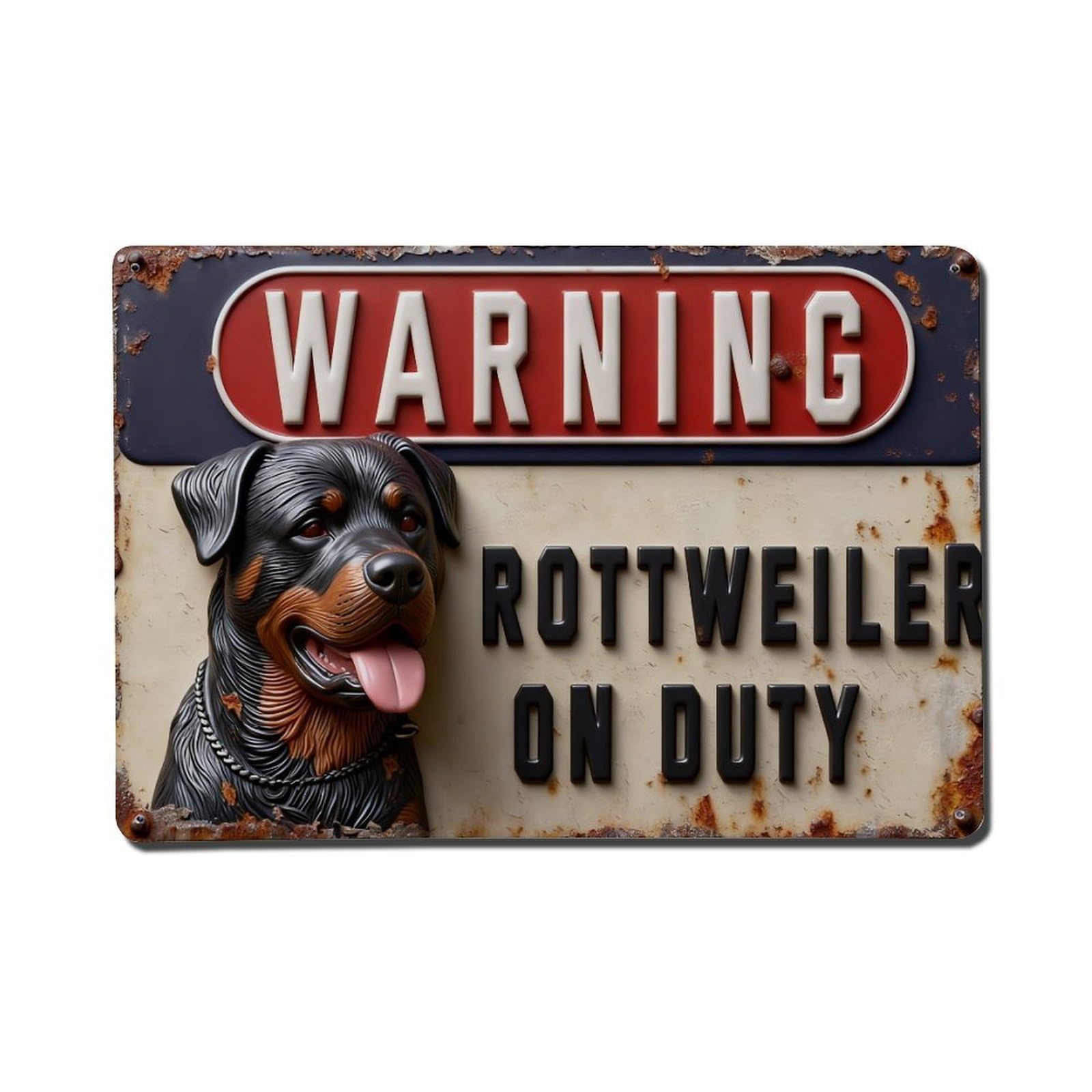 Rottweiler Warning Vintage Metal Tin Sign Retro Wall Decor Poster, Ideal for Home Office Living Room Bar Man Cave, 8x12 Inch