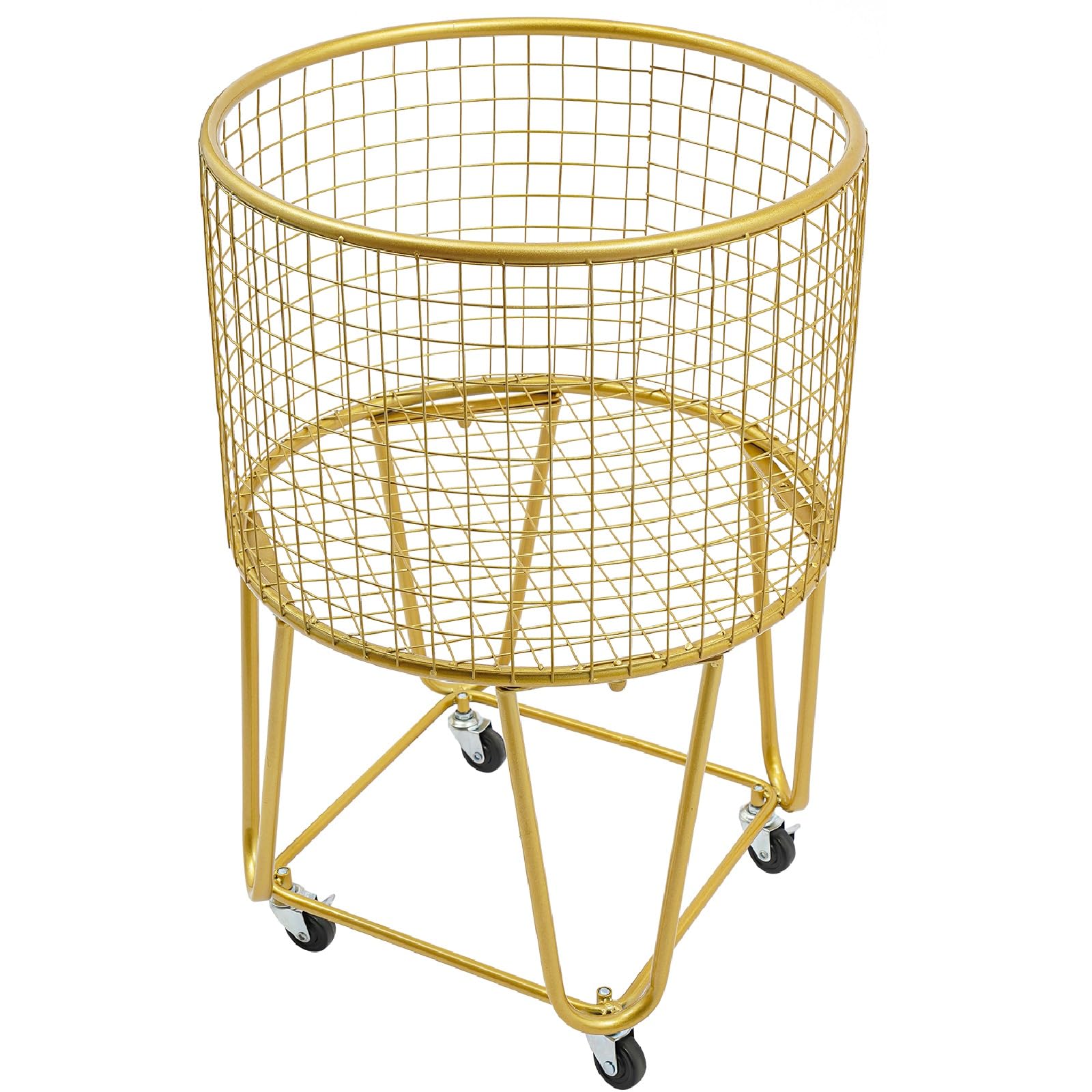 SFSLBFB Rolling Laundry Hamper Cart, Metal Basket Storage Organizer for Bedroom Bathroom Closet