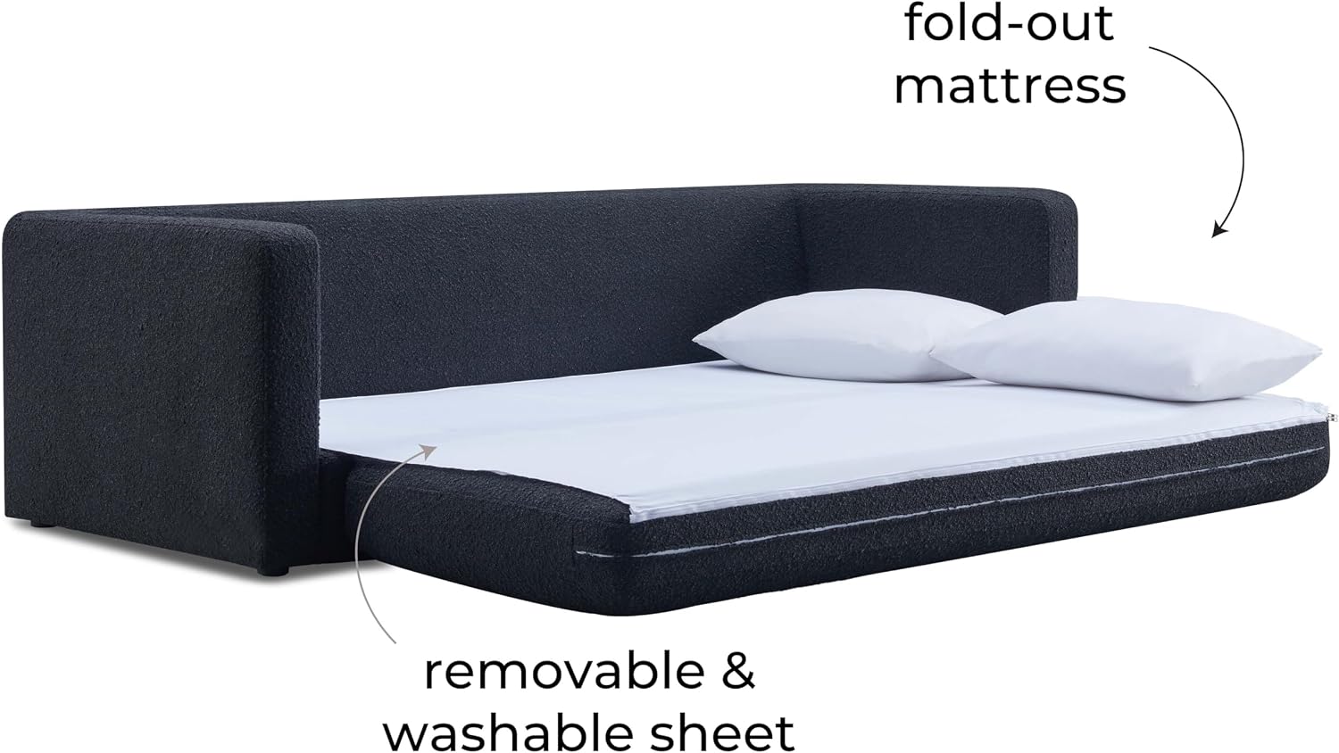 Tov Furniture Ryan Black Boucle Sofa Bed