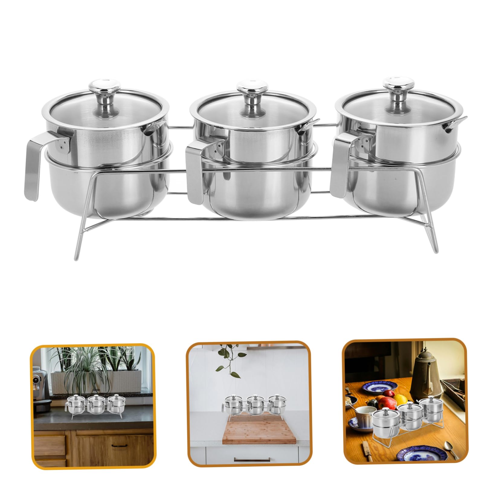 Luxshiny 1 Juego Frascos de Especias Inoxidable con Tapa de Vidrio Transparente Organizadores de Condimentos para Cocina para Sal y Especias