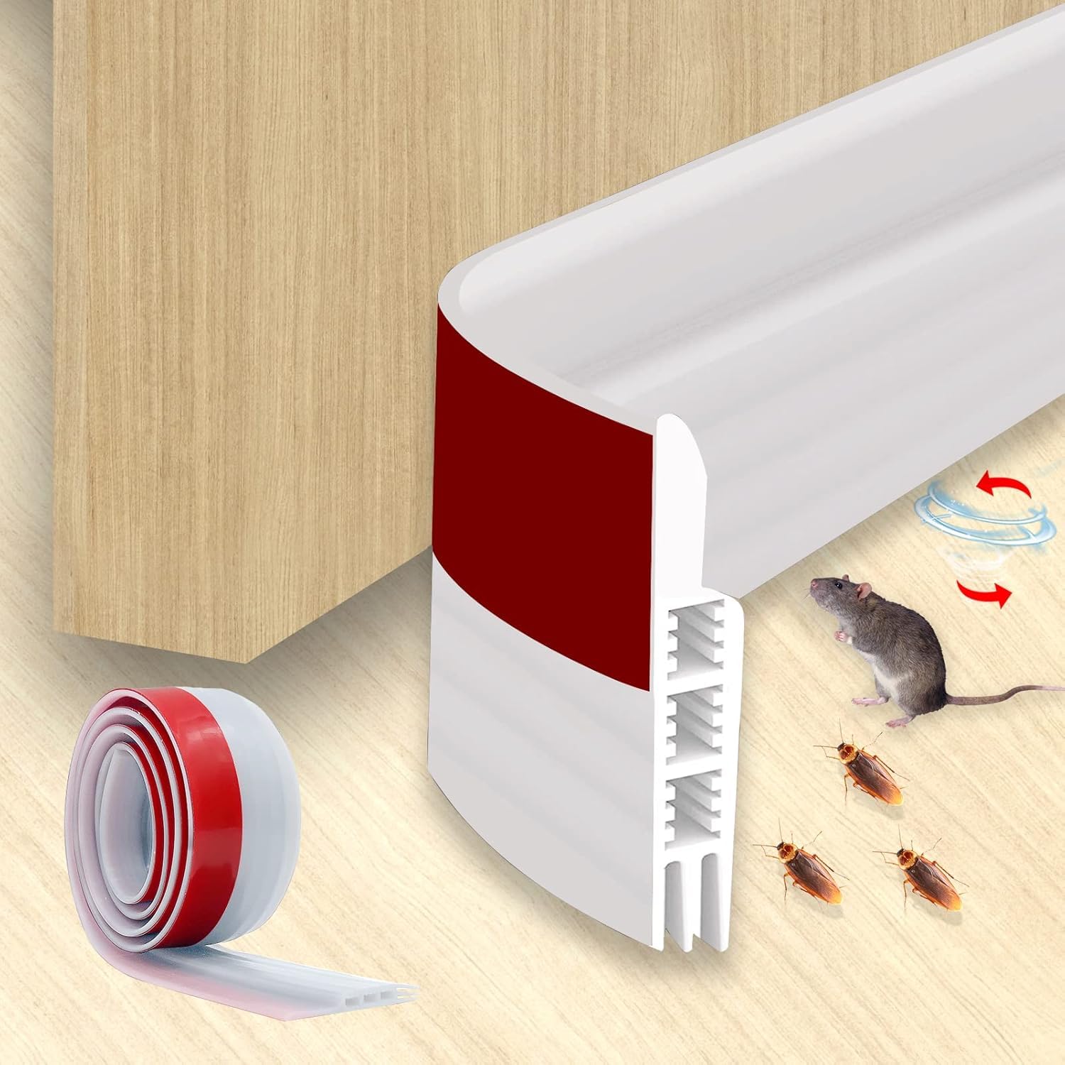Door Draft Stopper Under Door Seal for Exterior/Interior Sweep Strip Under Door Draft Blocker, Soundproof Bottom Weather Stripping, 2 Inch W x 39 Inch (White)-image-37