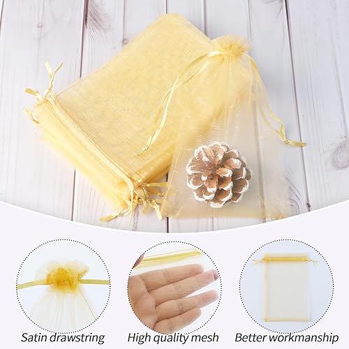 Miniatura 3 de Imeepa 100 bolsas de organza con cordón, bolsas de regalo de malla de caramelo de 4 x 6 pulgadas, bolsas de joyería, bolsas de regalo de boda,