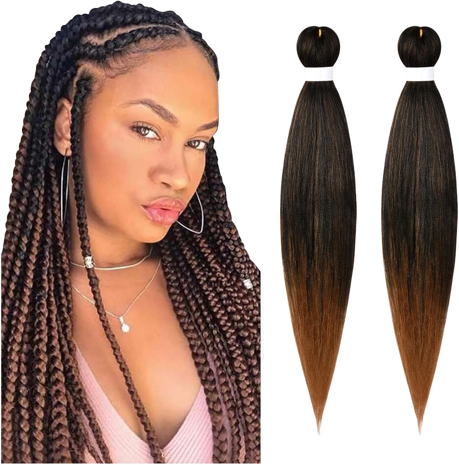 Braid Pre Stretched Braiding Hair, 23 Inch Professional Synthetic Fiber Hair for Crochet Braiding Hair, Texture Knotless Box Braids, Braiding Hair Extensions for Women