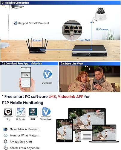 Miniatura 6 de VIKYLIN Cámara IP PTZ PoE al aire libre de 5MP con micrófono/audio, inclinación panorámica de seguridad 4X zoom óptico/lente de 2.8 ~ 0.472 in,