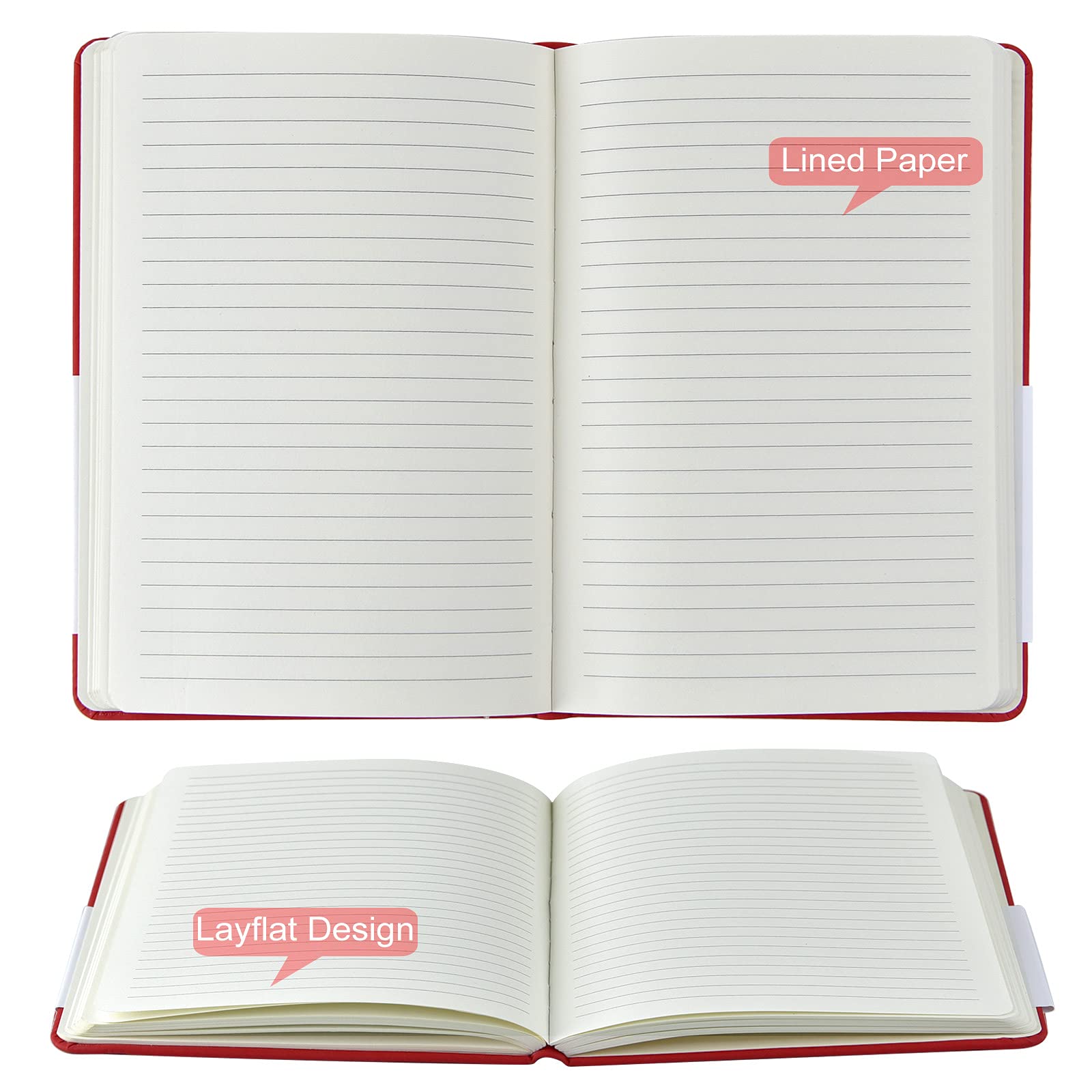 A5 Tagebuch, Notizbücher, klassisch, liniert, Hardcover, Kunstleder, liniert, Tagebücher für Büro, Zuhause, Schule, Business, 21,1 x 14 cm, 100 g/m² dickes Papier, 160 Seiten (12, mehrfarbig)