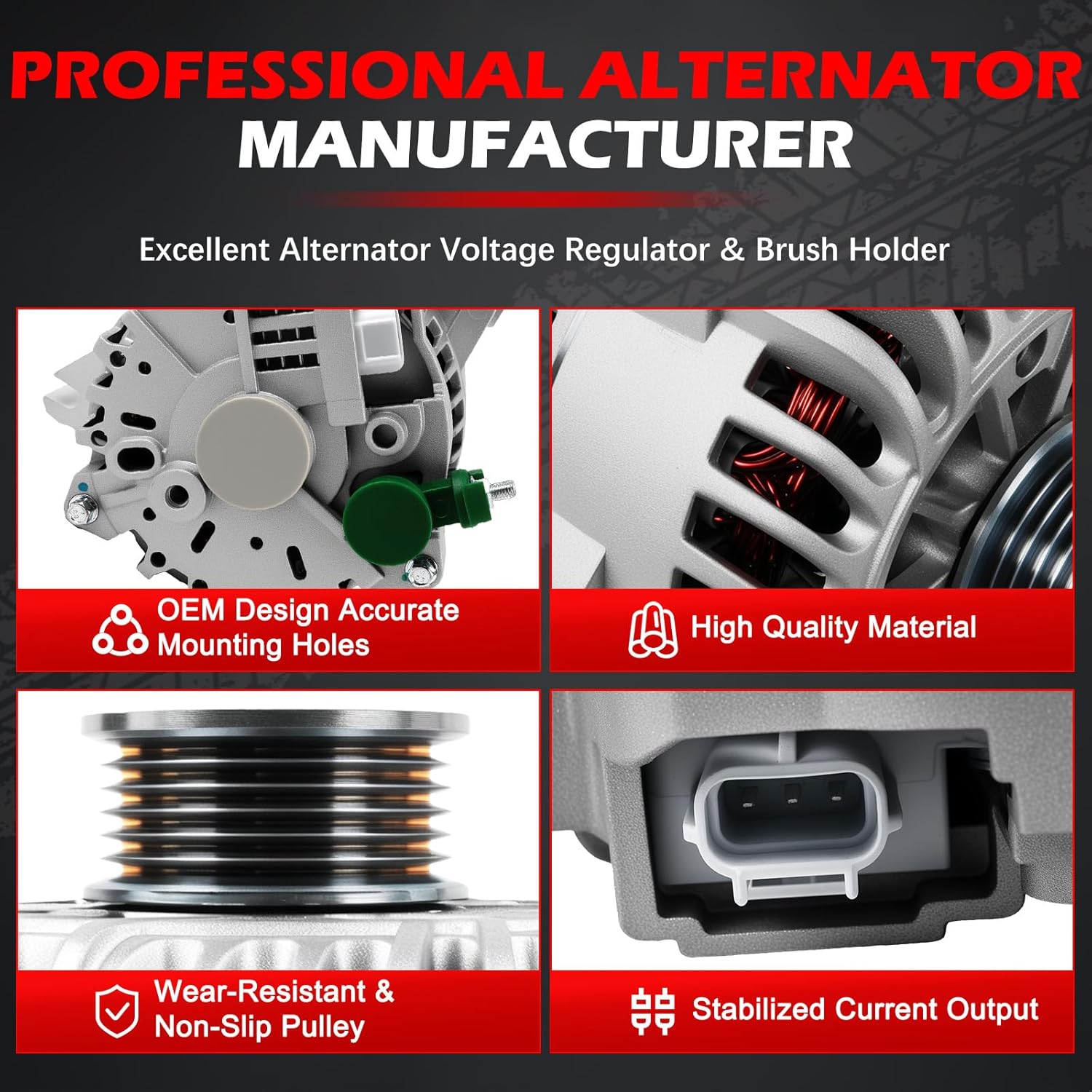 8318 Alternator Fit for Expedition & Navigator 5.4L 2005-2006, for Mark LT 5.4L 2006-2008, for F150 2004-2008 & F150 Heritage 2004 4.6L 5.4L, 110Amp 12V Alternator OE 4L3U10300BA 4L3U10300BB