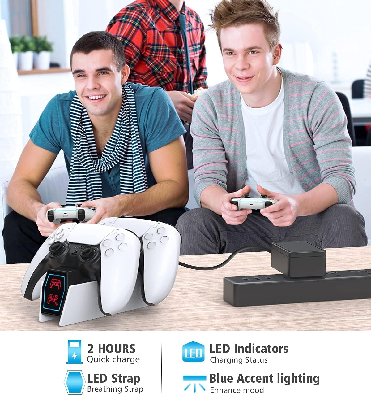 PS5 Controller Charger Station with Fast Charging AC Adapter 5V/3A, Dual Controller Charging Stand for Playstation 5, Docking Station Replacement for DualSense Charging Station : Video Games