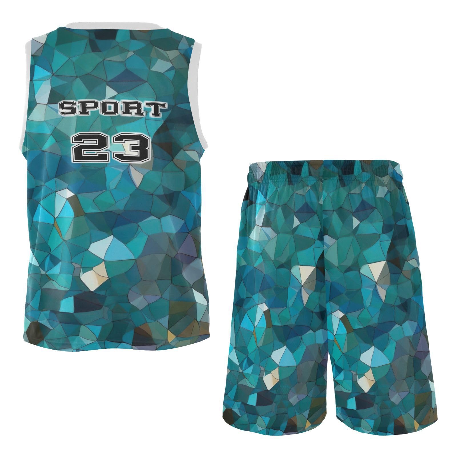 FLildon Glitter Print Boys Basketball Jersey Set Tank Top Shorts Tracksuit Sport Training Suit for Kids, M