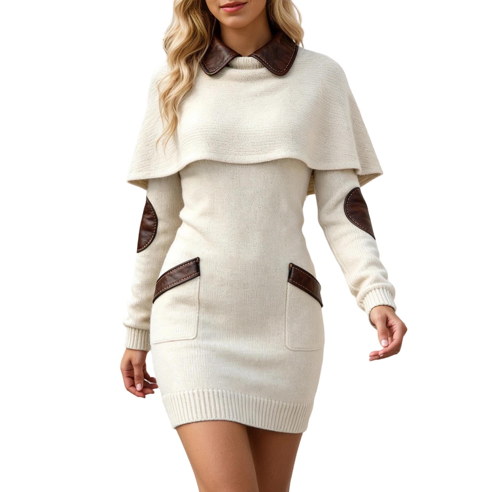 Robe décontractée à col châle vêtement automne doux et confortable - 5
