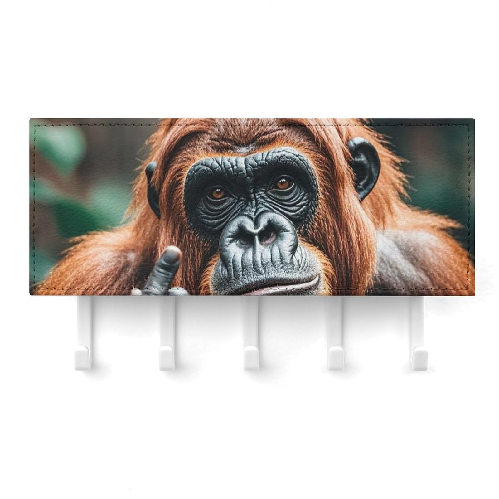QMNLKH Gorillas Wall Mounted Key Rack for Home, No Drilling Key Holder with 5 Hooks, Self Adhesive Keys Chain Organizer for Hallway, Keys Hanger Shelf for Office, Doorway White