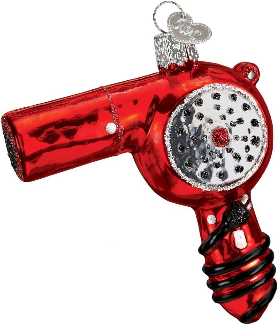 Old World Christmas Blow-Dryer Glass Blown Ornament for Christmas Tree, Handcrafted Holiday Decoration, Beauty Collection