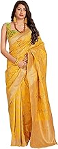 Monjolika Fashion Women's Classic Banarasi Woven Work Silk Blend Saree Comes With Unstitched Blouse Piece