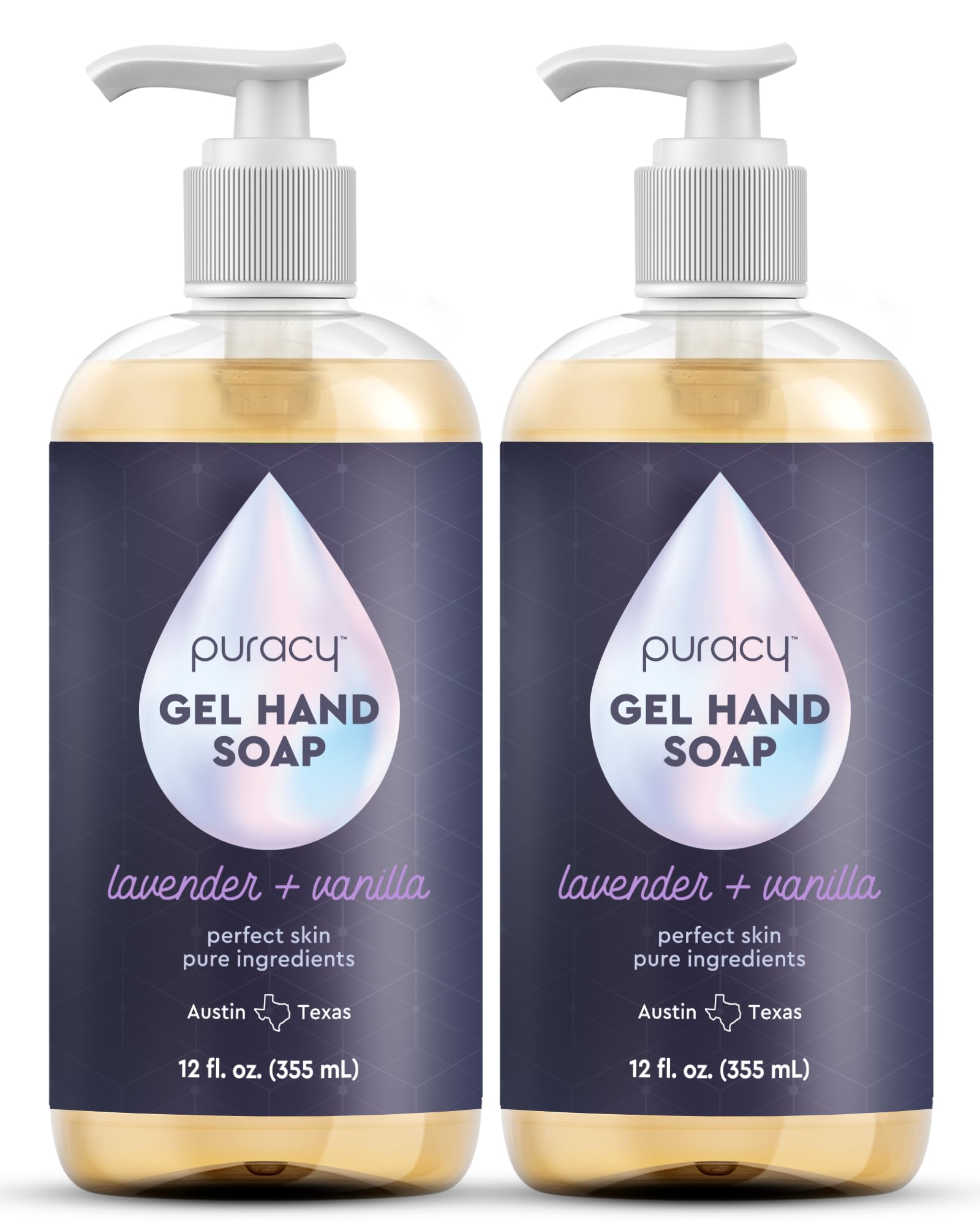 Puracy Organic Hand Soap, For the Professional Hand Washers We've All Become, Moisturizing Natural Gel Hand Wash Soap, Liquid Hand Soap Refills for Soft Skin (12 fl.oz, Lavender & Vanilla) 2-Pack