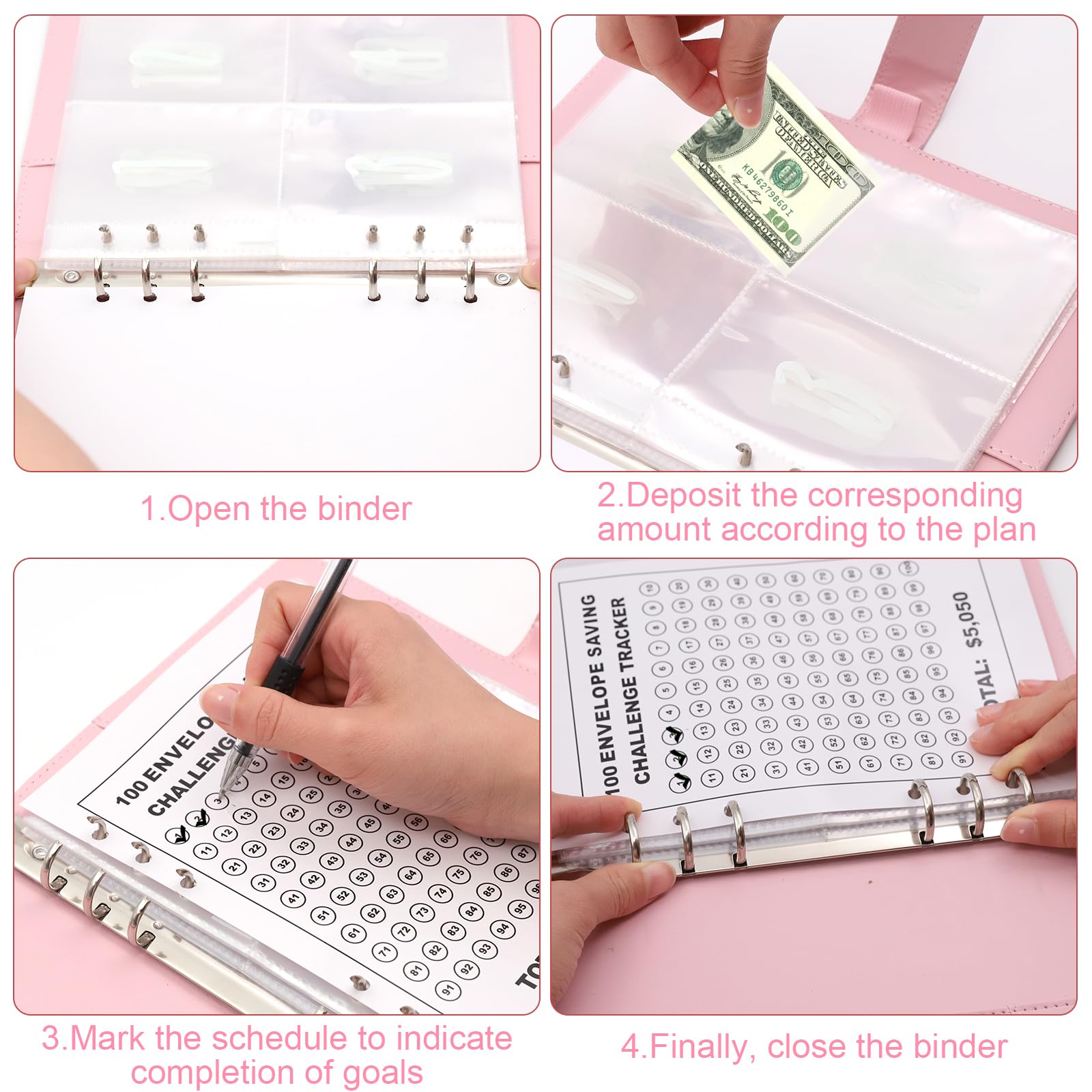 Bilancio Planner Tedesco A5 con Buste, Sfida Risparmio 5050 €, Envelope Saving Challenge