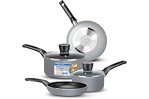 SereneLife Affordable Kitchenware: Essential Pots and Pans Set for Daily Cooking