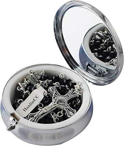 Miniatura 5 de HanlinCC - Rosario para primera comunión de 6 mm con centro de cáliz, perlas de cristal y crucifijo chapado en plata para niña, en caja de regalo