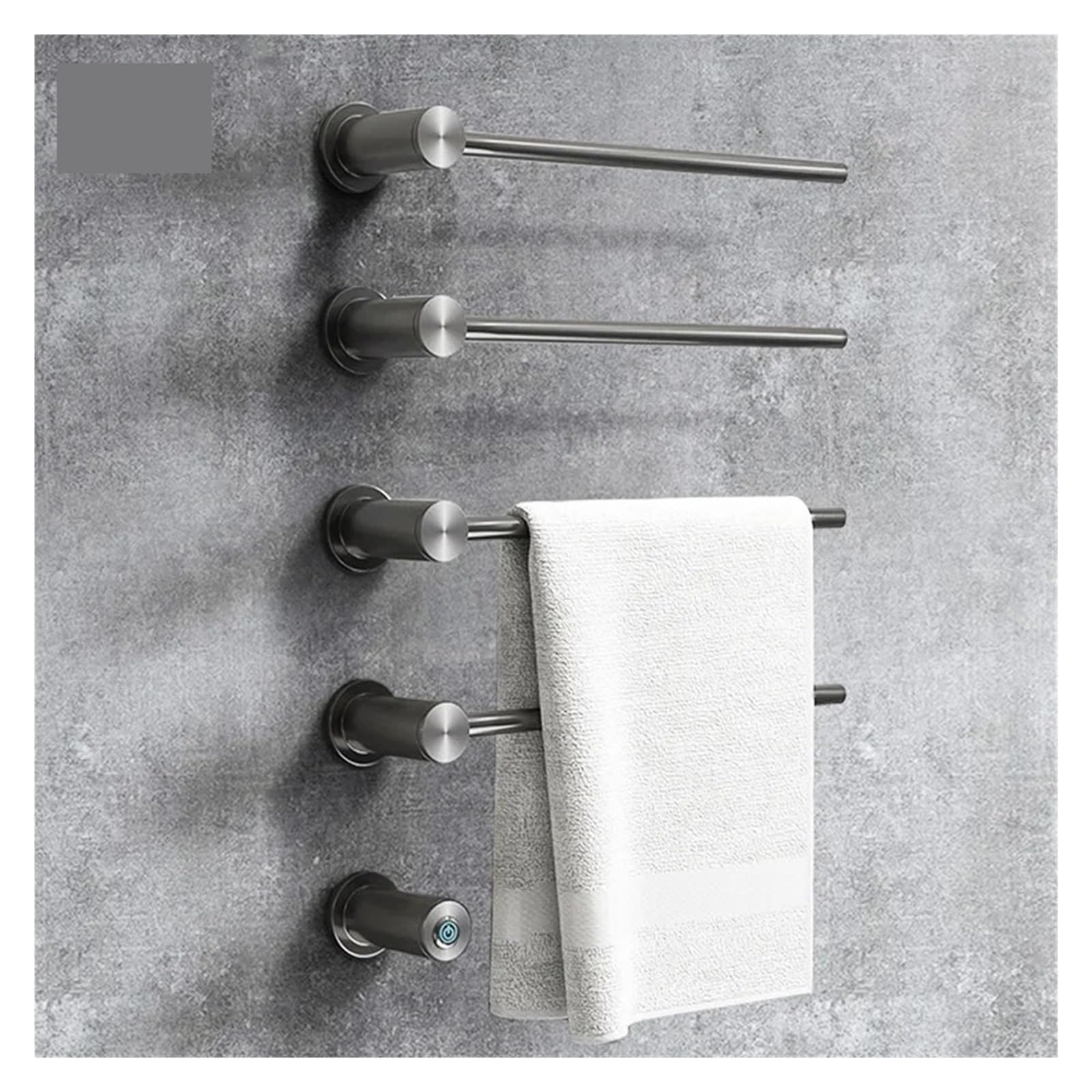 Toallero Eléctrico De Acero Inoxidable. Secador De Toallas Termostático. Radiador De Toallas Montado En La Pared Cables Ocultos Toallero Eléctrico(Black-3 Rods)