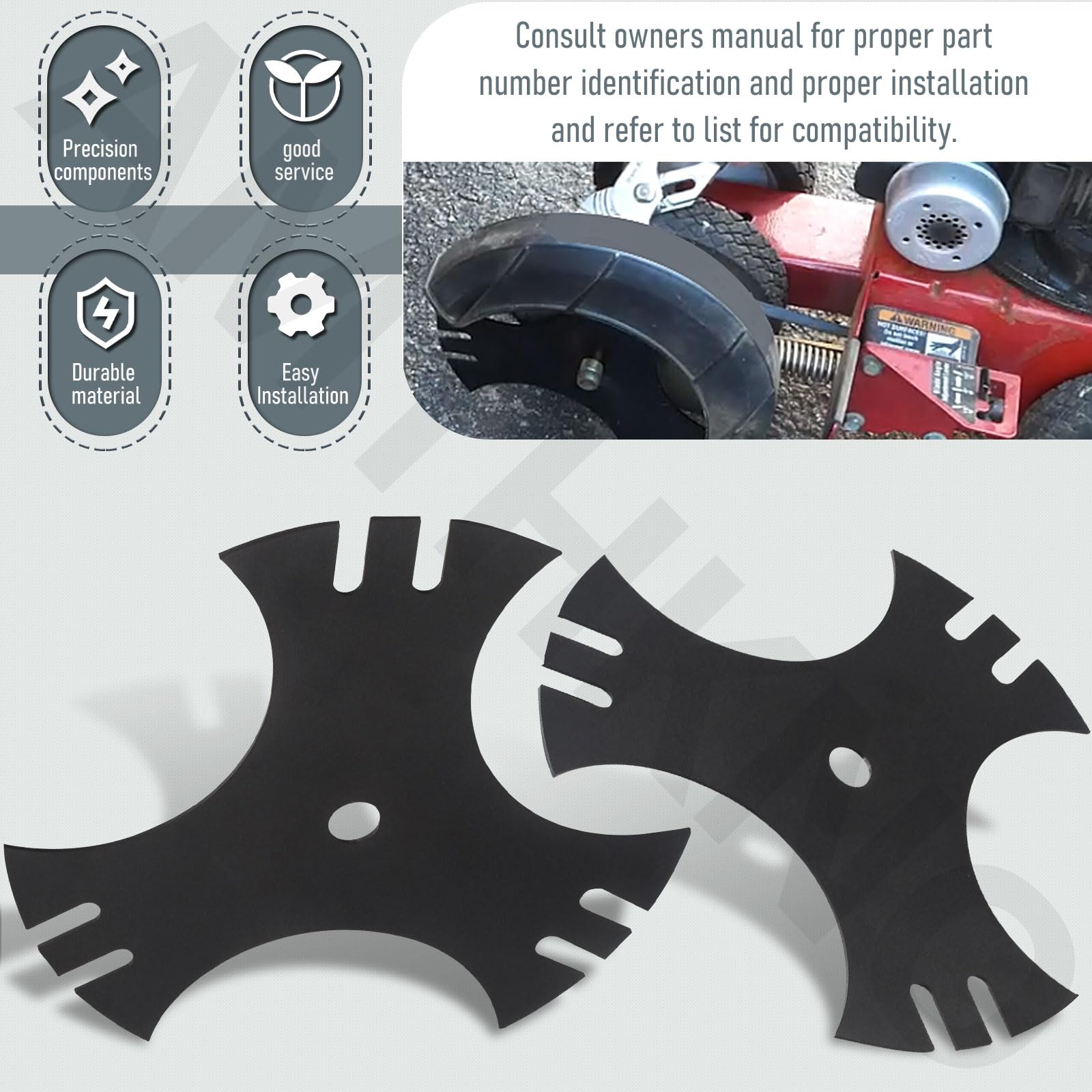 781-0748 - Hoja de estrella de 3 lados con agujero central de 9 pulgadas, 5/8 pulgadas, compatible con MTD 781-0748, 781-0748-0637, 40-009, 490-105-M017, 981-0748 (2 unidades)