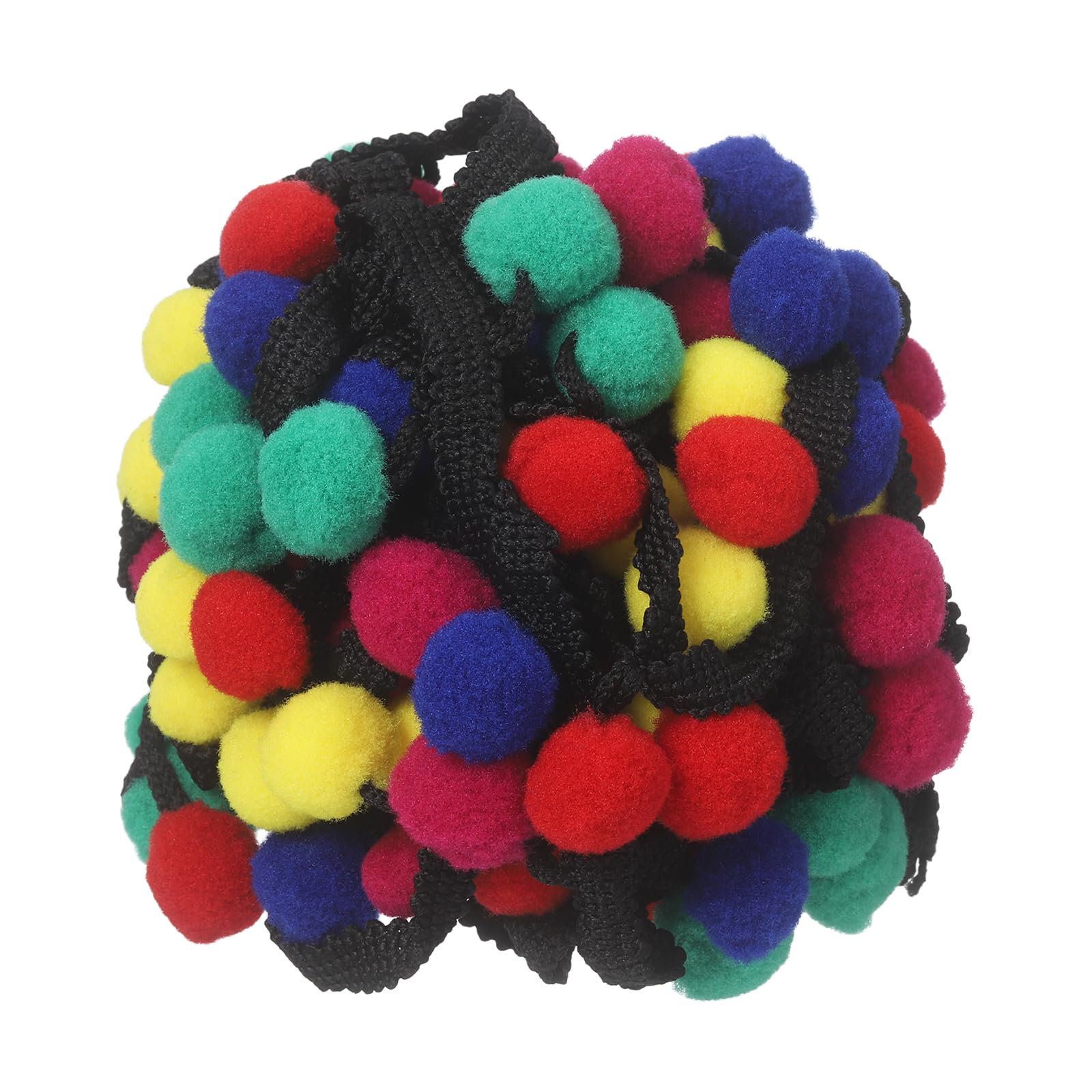 sourcing map 6 Yards Pom Pom Ball Fringe Trim, Mix Color Pom Pom Ribbon Tassel Fringe Trim Sewing Accessory for DIY Crafts Sewing Curtain Clothes Pillow Home Decoration, Dark Color Type