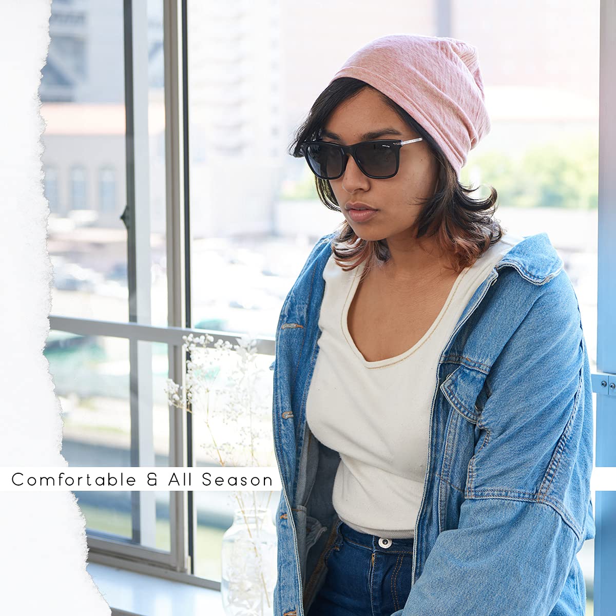 CHARM Organic Cotton Beanie for Women - Cotton Knit Beanie for Men Made in Japan Anti Static Winter Summer Chemo Hat Dark Gray M