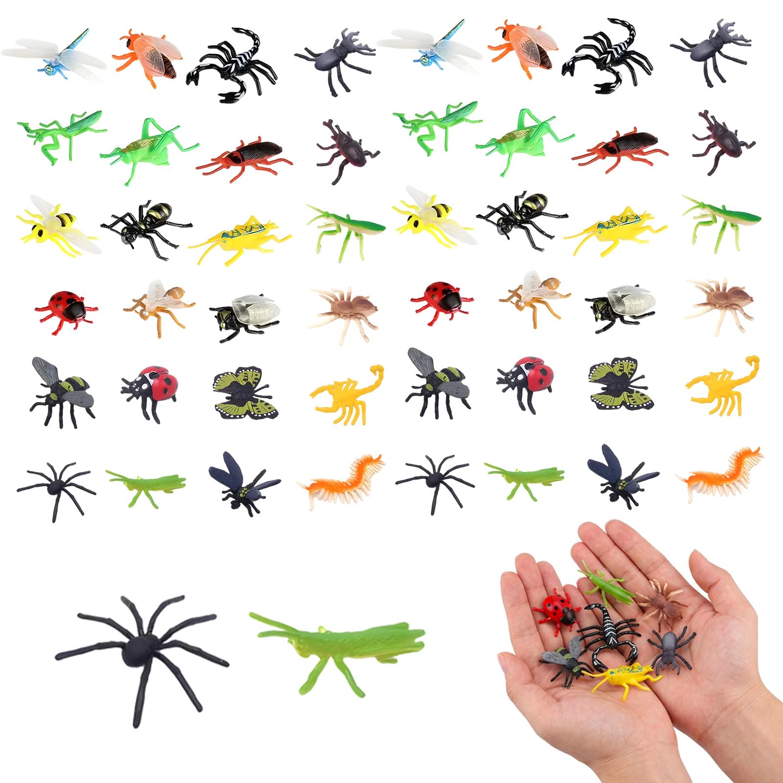 YFHUVB 48 Pcs Bugs Toys For Kids, Mini Beasts Collection With Plastic Insects, Educational Classroom Activities And Party Favours, Assorted Insect Figures For Learning And Display