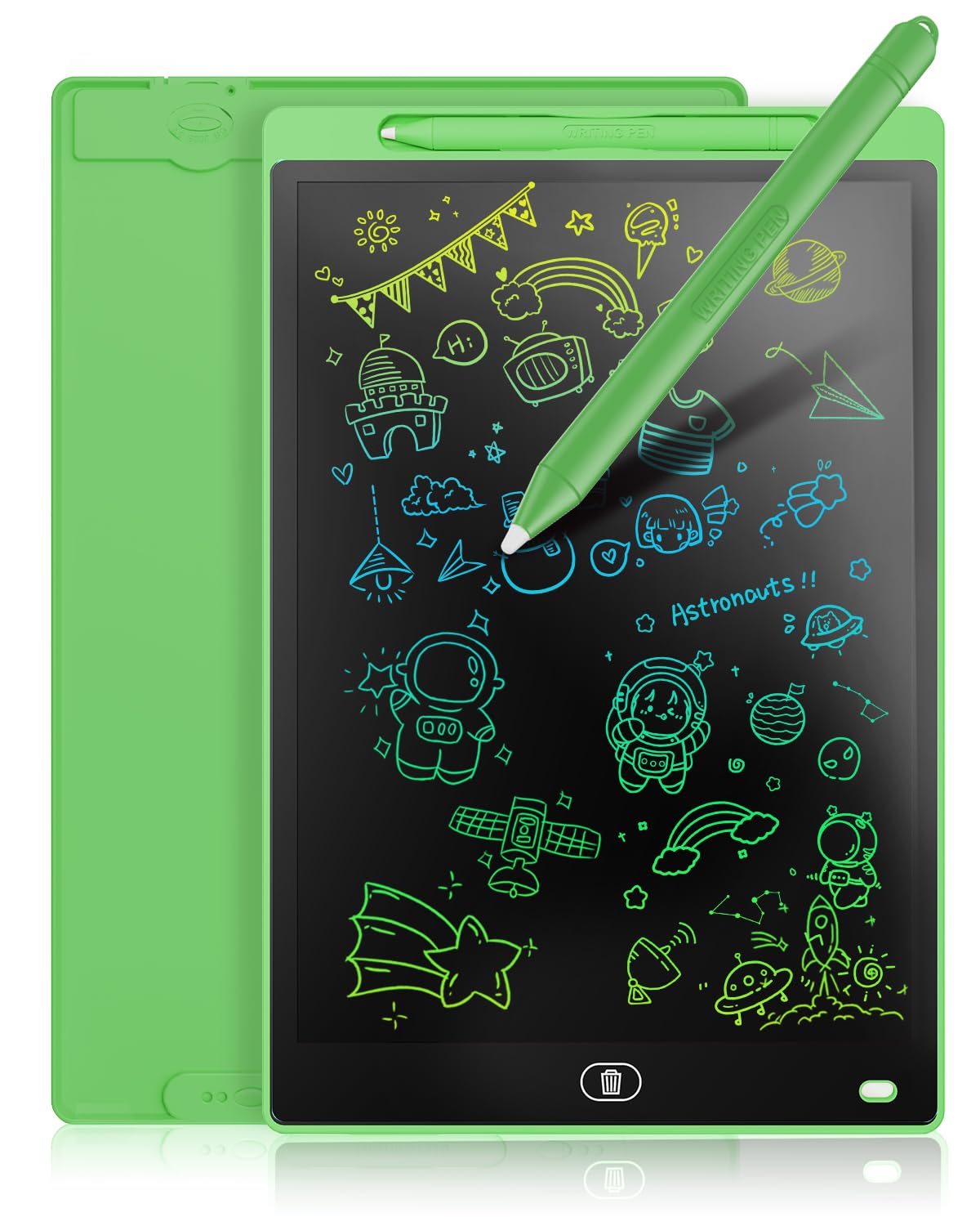 Genialba Tablet LCD do Pisania 12 Cali Kolorowy Tablet Elektroniczny Ekran do Rysowania Zabawka Edukacyjna Prezent dla 2 3 4 5 lat Chłopcy Dziewczęta Boże Narodzenie Urodziny (Zielony)