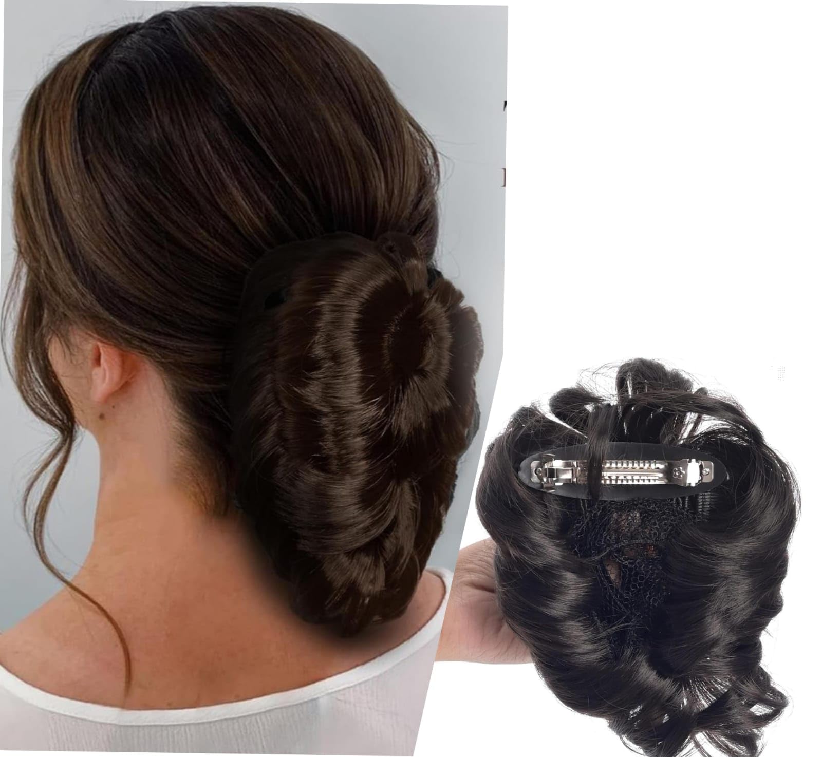 Miss Lirenn® Hair Buns For Women Brown Hair Extensions Artificial Hair Bun For Women Faux Bun Women Hair Wig Hair Bun Clip with net attached, Matte Finish,(Brown)