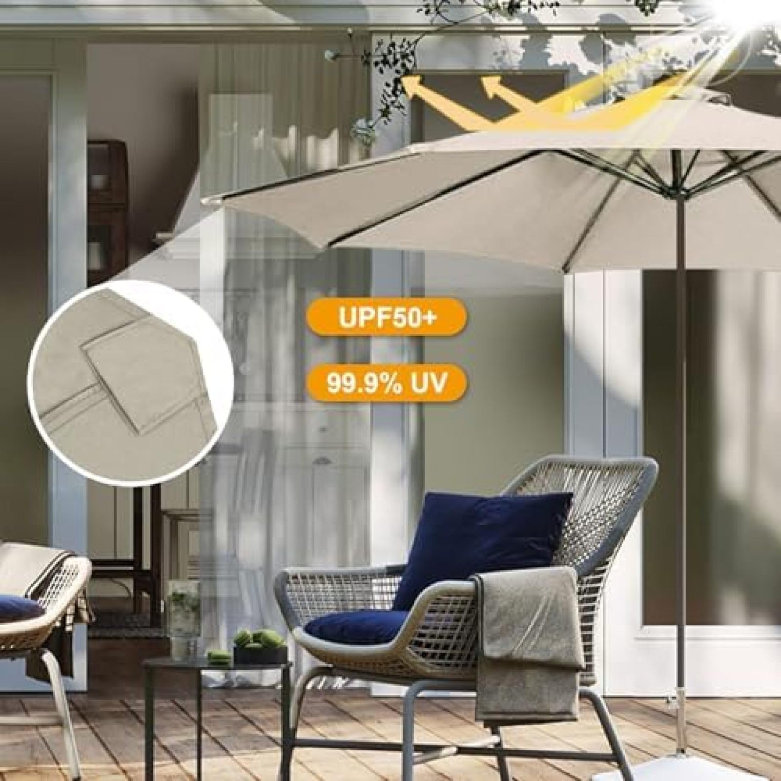 Wasserdichte Schirmhülle für 2-3,5 m Schirme, 6/8 Rippen, strapazierfähiges Gewebe, ideal für Terrasse & Pool, UV-beständig, wetterfest, Outdoor-Zubehör