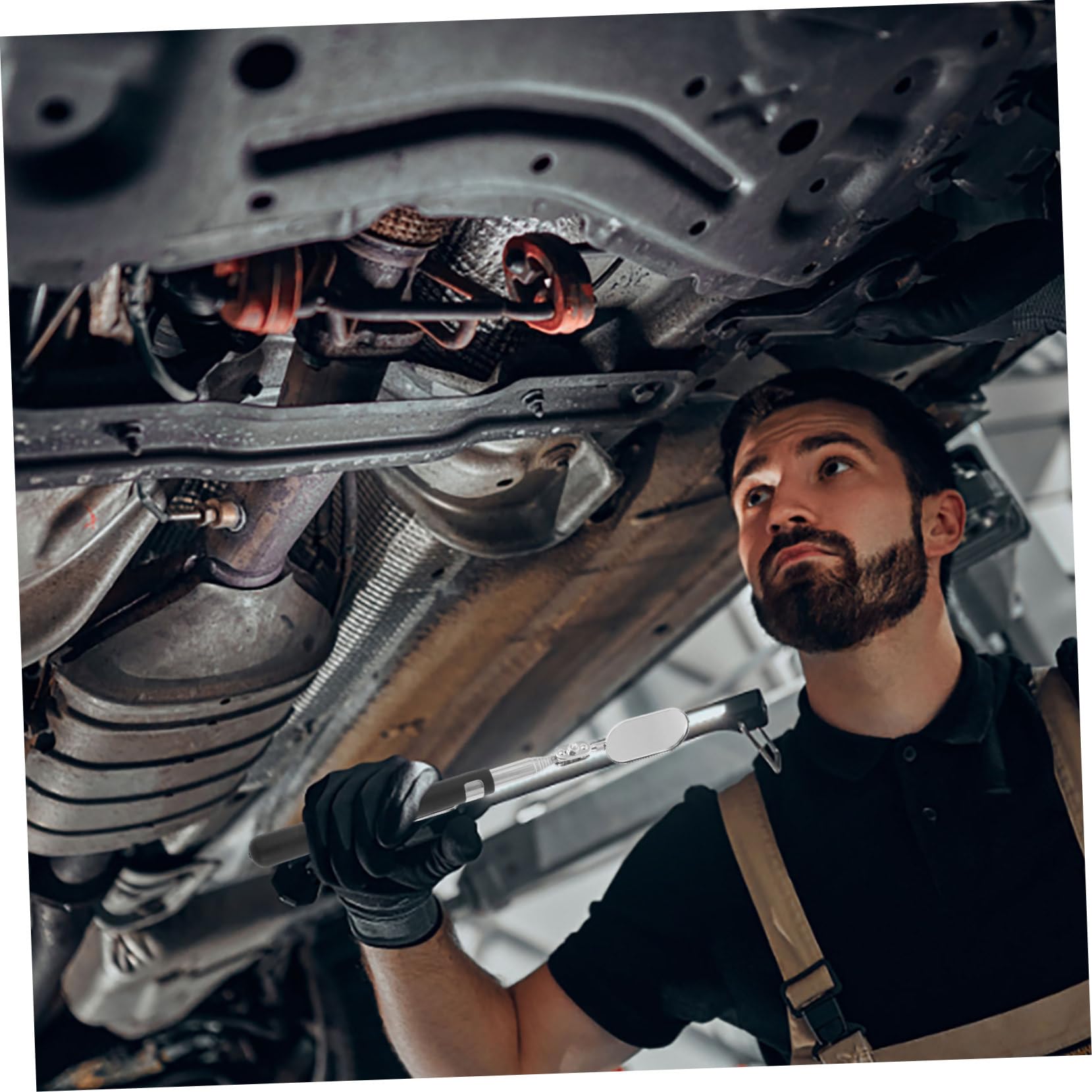 STOBAZA Vehicle Inspection Mirror Telescoping Mirrors Long Telescopic Extendable Magnetic Portable Maintenance Length Driving Work Blind Adjustable Inspection Mirror Black Stainless Steel