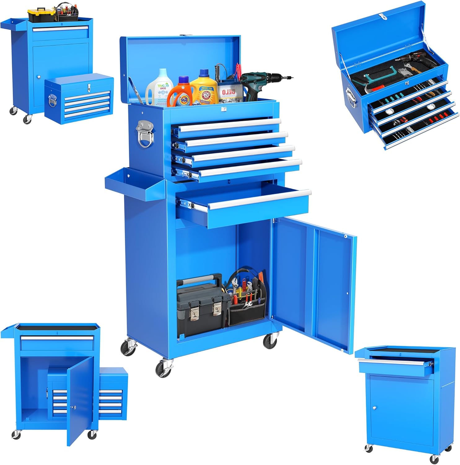 Black Alloy Steel 8-Drawer Rolling Tool Chest with Lockable Wheels