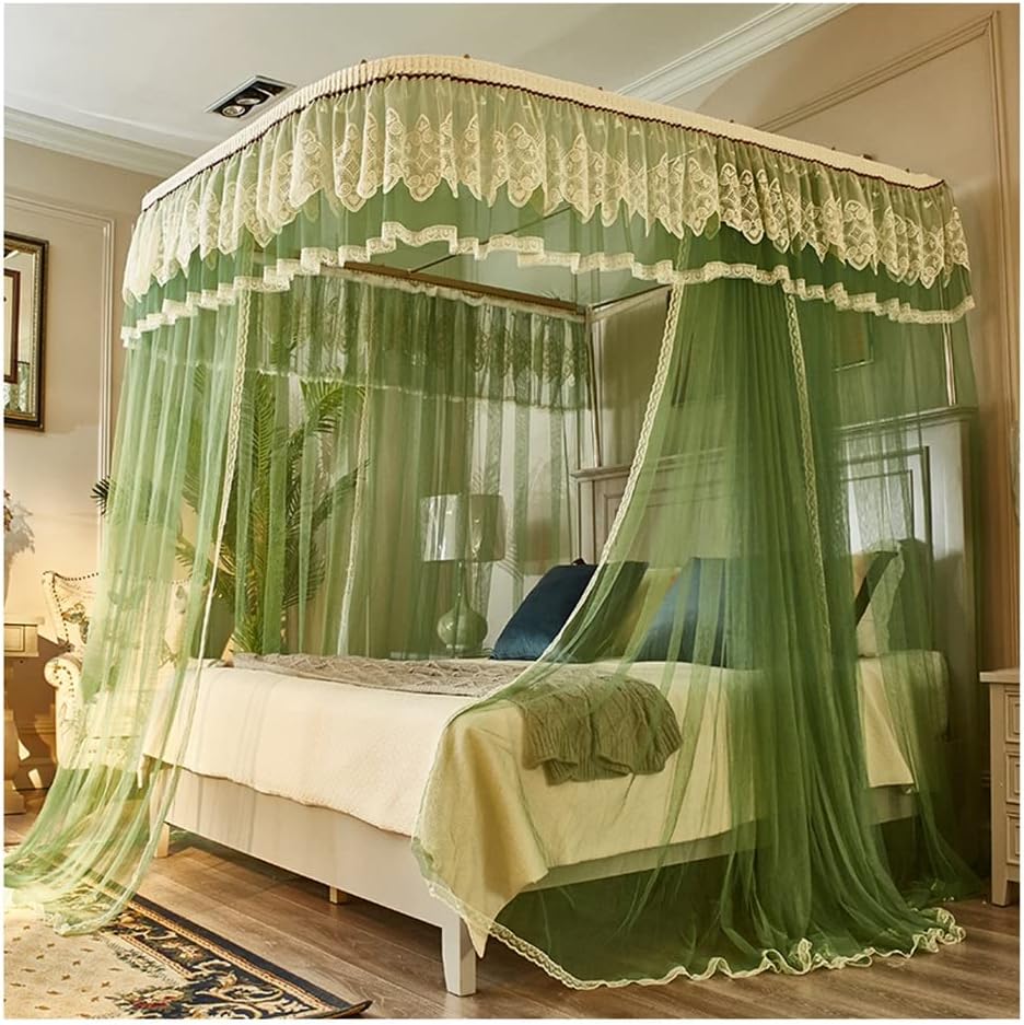 Bed Canopy U-Shaped Princess Wind Mosquito Net, Blackout, Windproof and Dustproof Bed Canopy, with Stainless Steel Bracket (Color : A6, Size : 180x220x210cm)