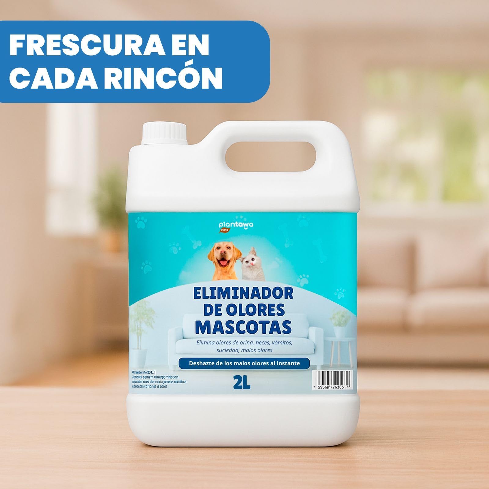 Natychmiastowy odświeżacz powietrza 2L neutralizator enzymatyczny zapach mocz odchody wymioty wewnątrz i na zewnątrz, patio w ogrodzie. Antyzapachowy mocz psy koty. Detergent enzymatyczny dla psów.