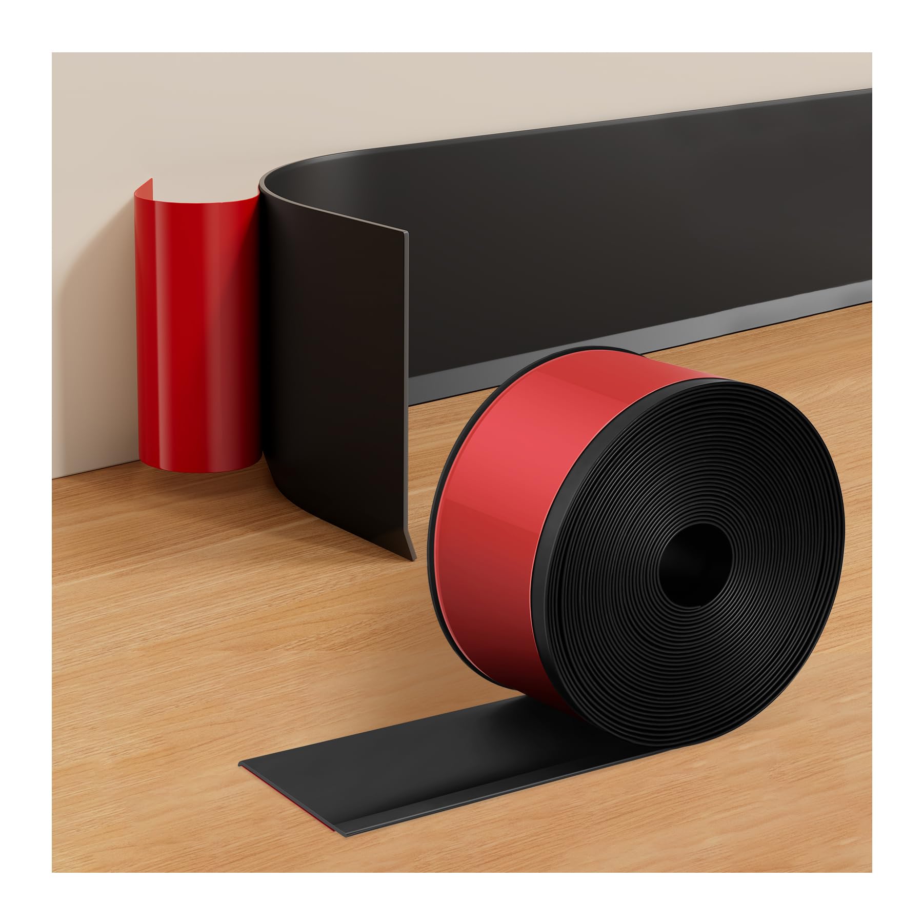 INMOZATA Flexible Skirting Board Covers Self Adhesive 10cm Wide Skirting Board Trim Vinyl Baseboard Molding Trim Peel and Stick Wall Moulding for Floor Base Cove Base Wall Base(Black,6M)