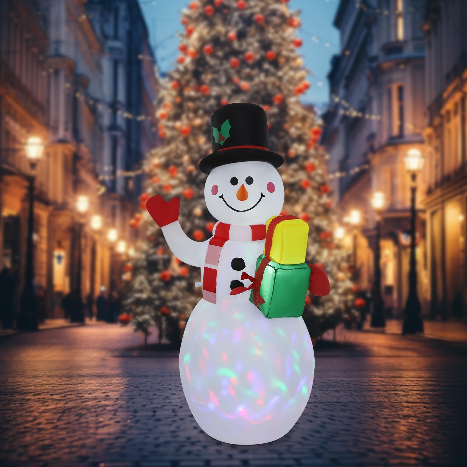 Bonhomme de neige gonflable de 1,5 m - Bonhomme de neige gonflable - Décoration de Noël pour jardins, pelouses, terrasses
