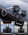 M08 Car Phone Holder for Car, Magnetic Car Mount with Extendable Arm, Foldable Dashboard & Windshield Phone Mount for Larger Phones Compatible with iPhone 17/16/15/14/13/12
